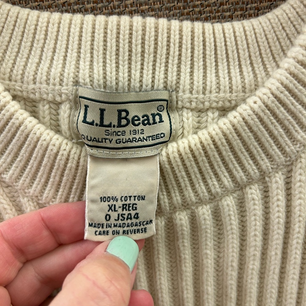 L.L. Bean Cream Ribbed Knit Sweater - Picture 3 of 5